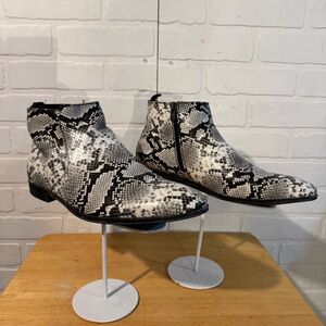 Call It Spring Campagiano Snake Print Boots - Black and White
